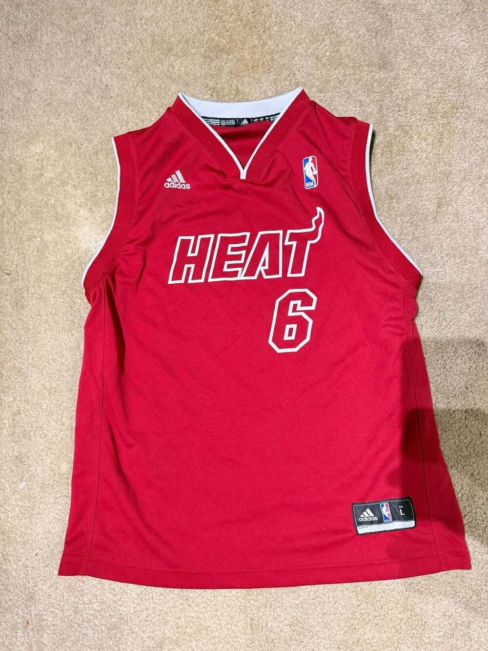 Adidas NBA Miami Heat LeBron James 6 Red Jersey Size L